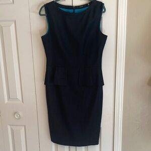 Tahari Navy Sleeveless Midi Dress